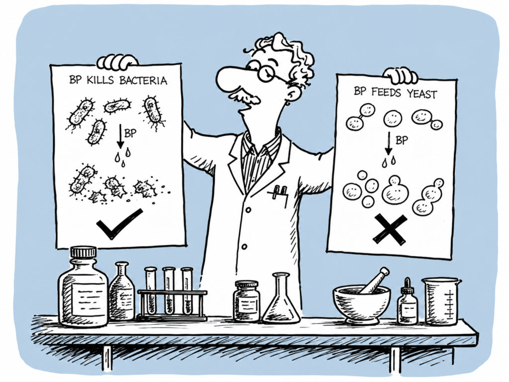 Dr. Aster comparing how benzoyl peroxide eliminates bacteria but leaves yeast unchecked
